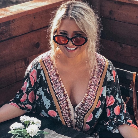 FREE PEOPLE Freshly Squeezed Grapefruit Flowy Boho Button Tie Sleeve Top Small - Picture 5 of 15